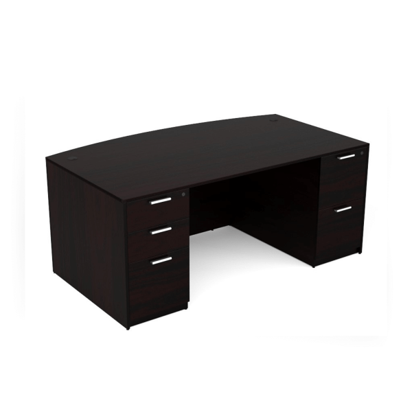 Kai Espresso Bow Front Rectangular Desk with Double Full Peds