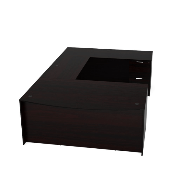 Kai Espresso Bow Front U-Shaped Desk with File/File Ped