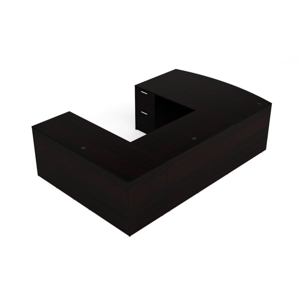 Kai Espresso Bow Front U-Shaped Desk with File/File Ped