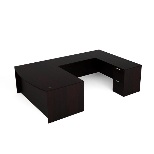 Kai Espresso Bow Front U-Shaped Desk with File/File Ped