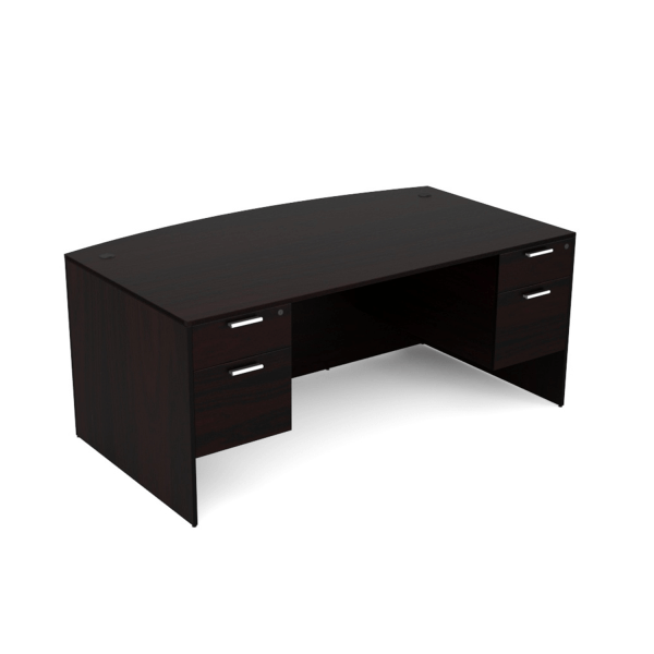 Kai Espresso Bow Front Rectangular Desk with Double Suspended Peds