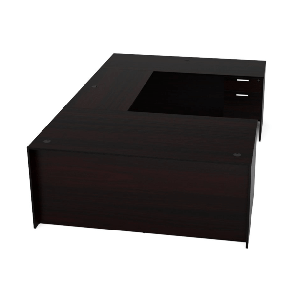 Kai Espresso U-Shaped Desk with Suspended Ped