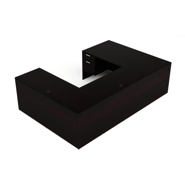 Kai Espresso U-Shaped Desk with Suspended Ped