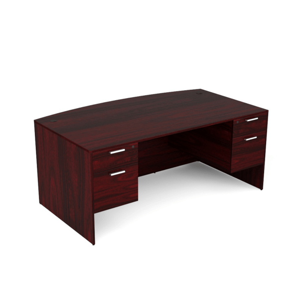 Kai Mahogany Bow Front Rectangular Desk with Double Suspended Peds