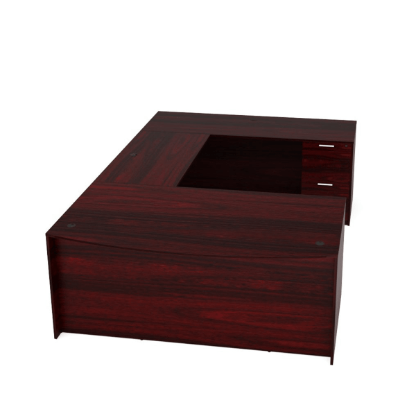 Kai Mahogany Bow Front U-Shaped Desk with File/File Ped