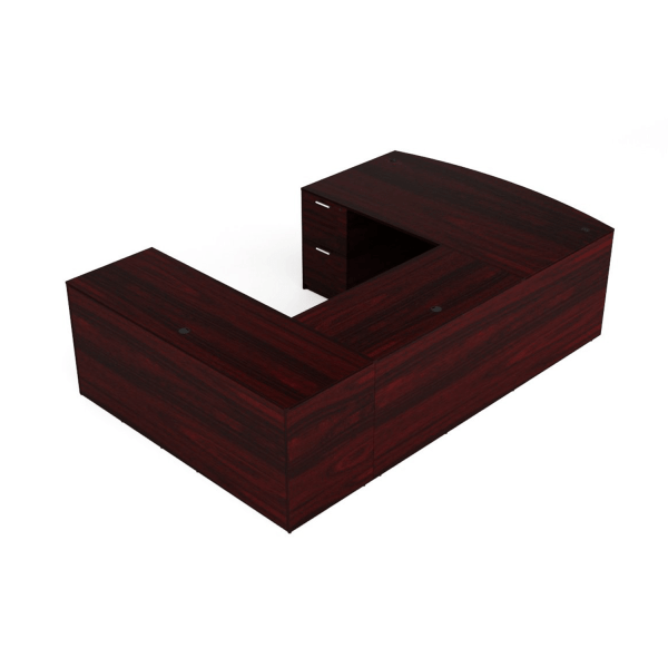Kai Mahogany Bow Front U-Shaped Desk with File/File Ped