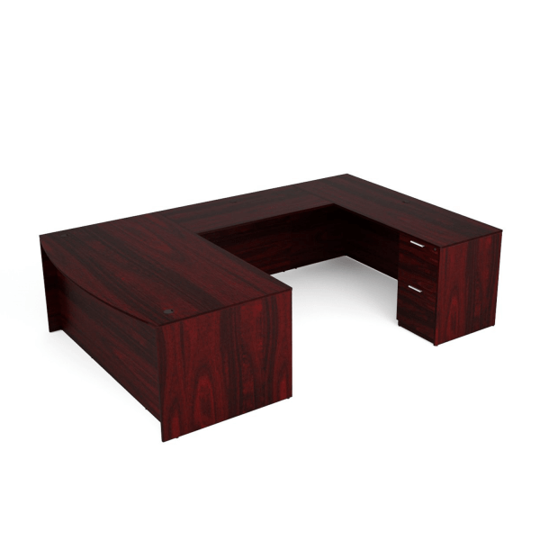 Kai Mahogany Bow Front U-Shaped Desk with File/File Ped