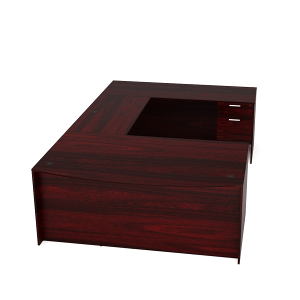 Kai Mahogany Bow Front U-Shaped Desk with Suspended Ped