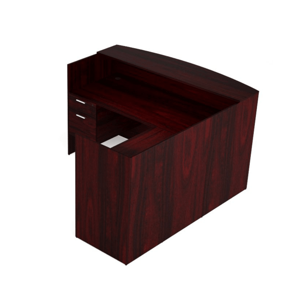 Kai Mahogany L-Shaped Reception Desk with Double Suspended Peds 2