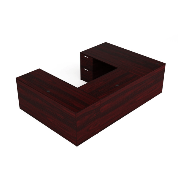 Kai Mahogany U-Shaped Desk with File/File Ped