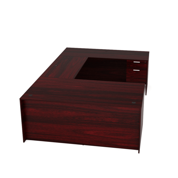 Kai Mahogany U-Shaped Desk with Suspended Ped