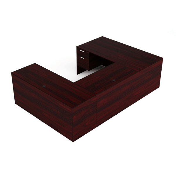 Kai Mahogany U-Shaped Desk with Suspended Ped