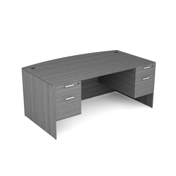 Kai Samoa Gray Bow Front Rectangular Desk with Double Suspended Peds