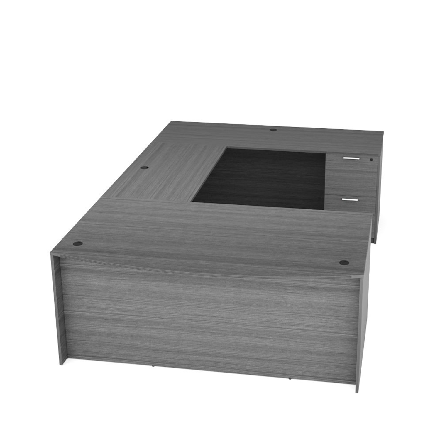 Kai Samoa Gray Bow Front U-Shaped Desk with File/File Ped