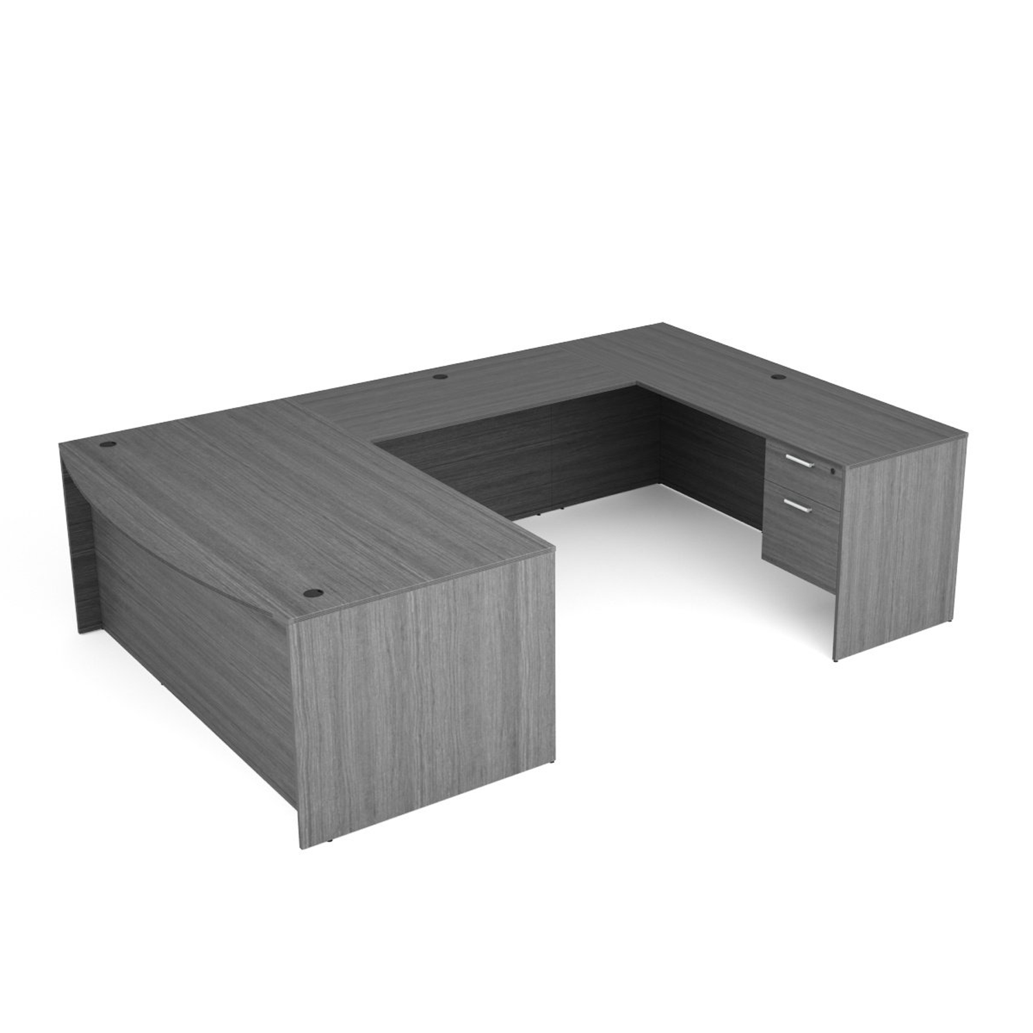Kai Samoa Gray Bow Front U-Shaped Desk with Suspended Ped