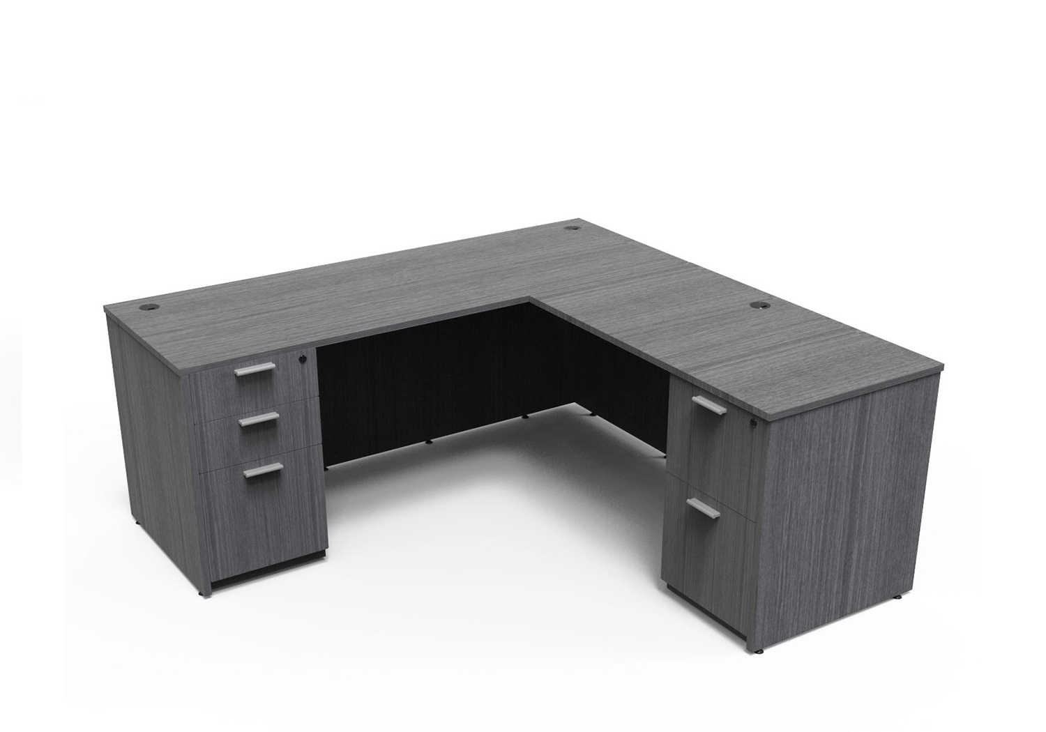 Kai Samoa Gray L-Shaped Desk with Double Full Peds