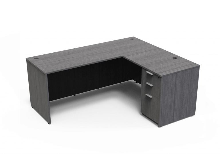 Kai Samoa Gray L-Shaped Desk with Single Full Ped