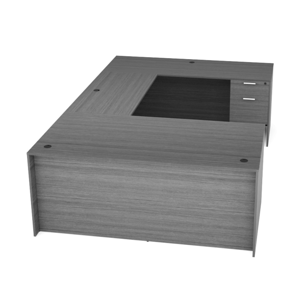 Kai Samoa Gray U-Shaped Desk with Suspended Ped