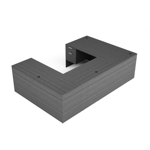 Kai Samoa Gray U-Shaped Desk with Suspended Ped