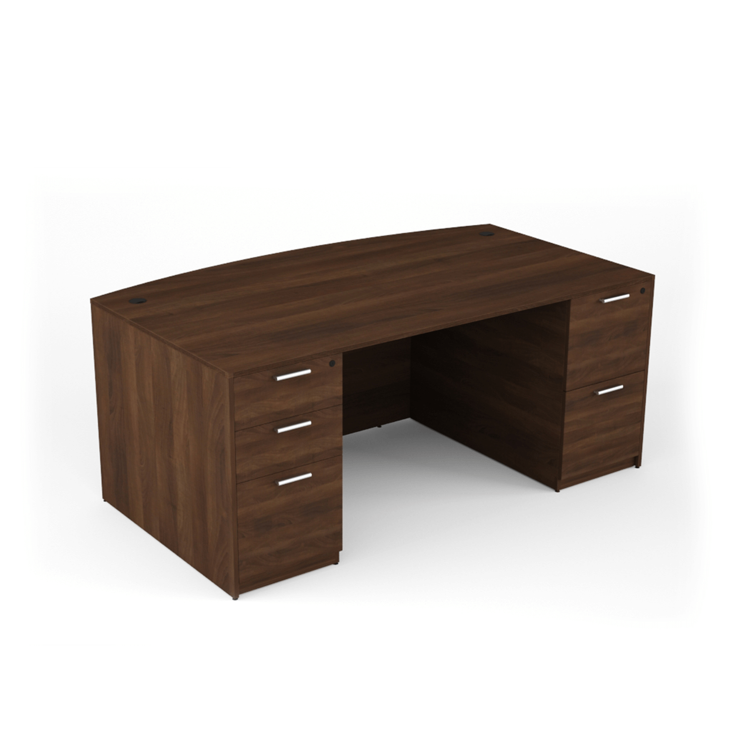 Kai Walnut Bow Front Rectangular Desk with Double Full Peds