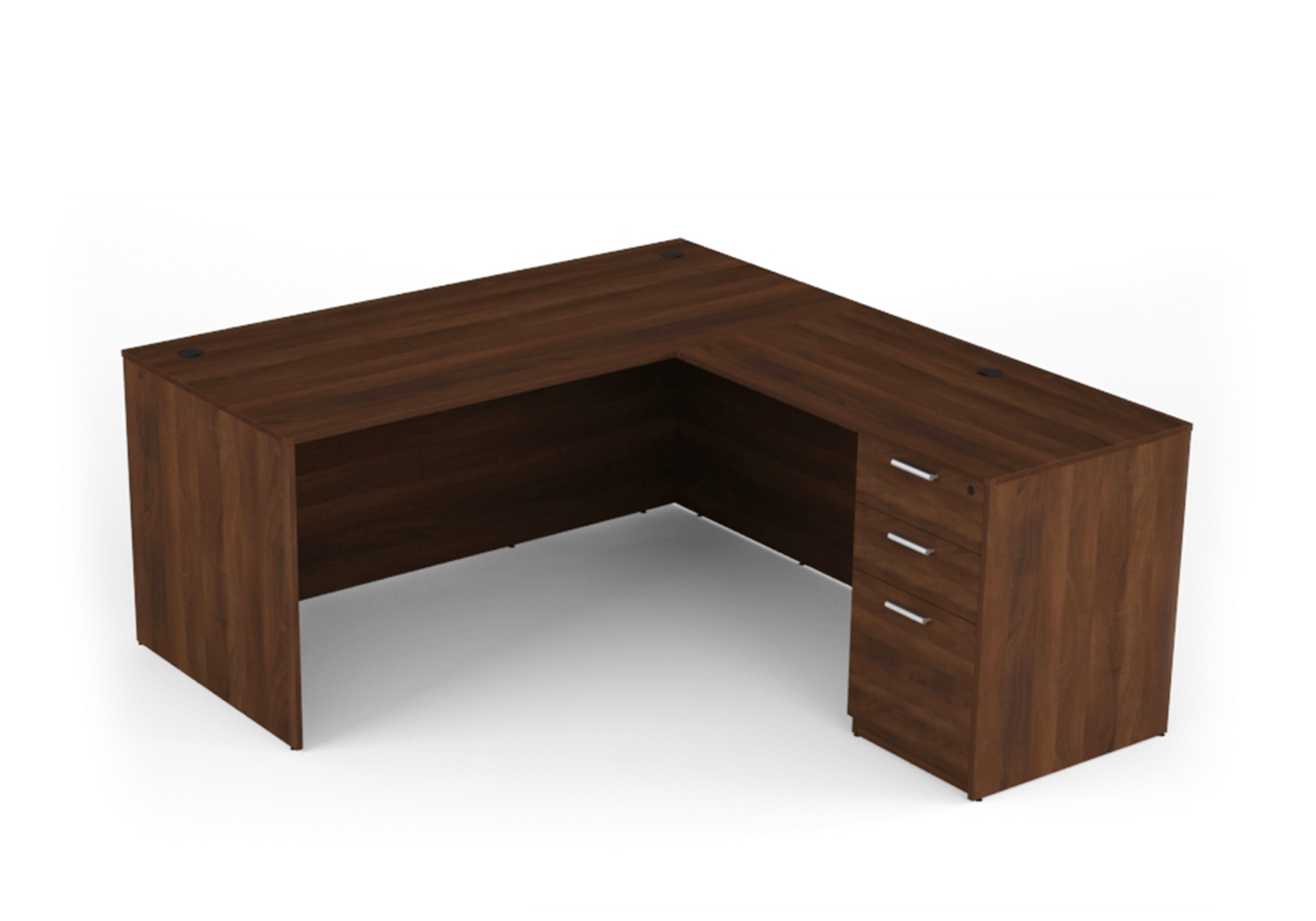 Kai Walnut L-Shaped Desk with Single Full Ped