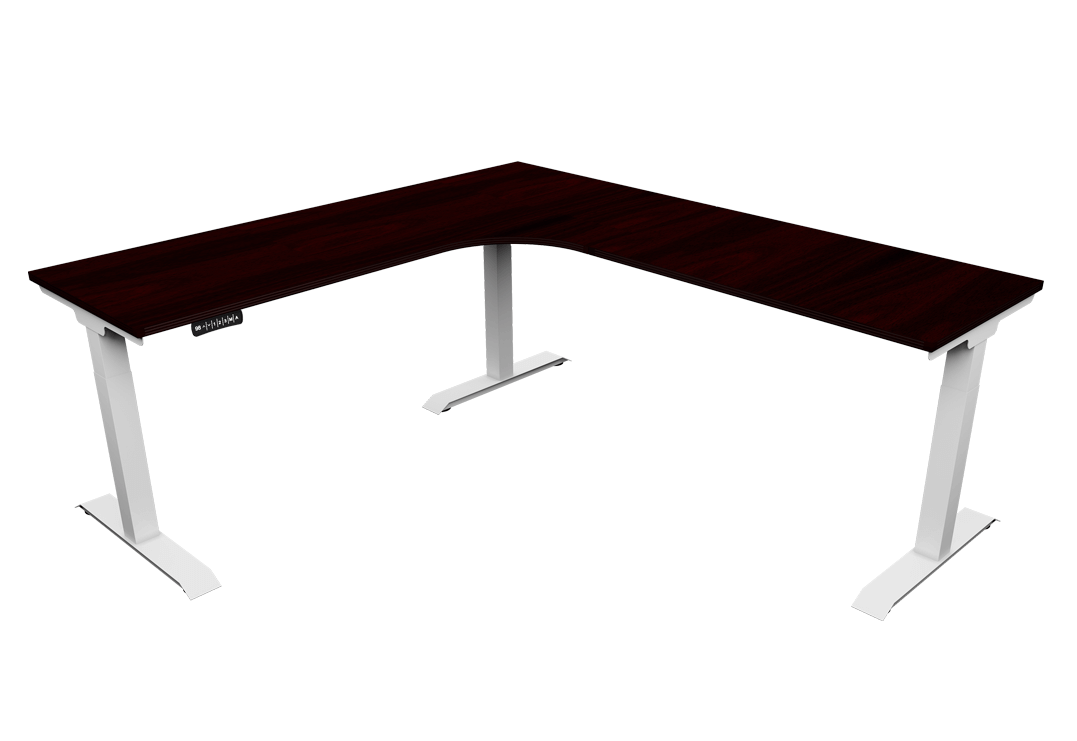 iRize Height Adjustable Desk Espresso Top White Base