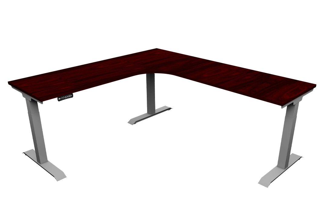 iRize Height Adjustable Desk Mahogany Top Silver Base