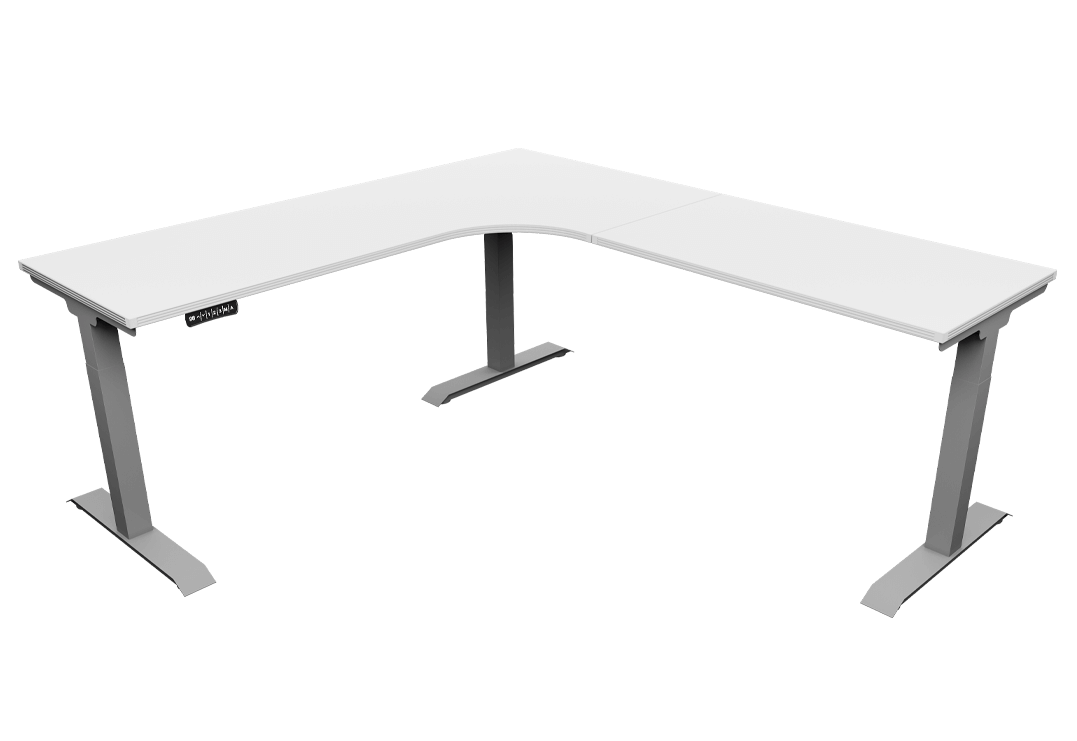iRize Height Adjustable Desk Matte White Top Silver Base