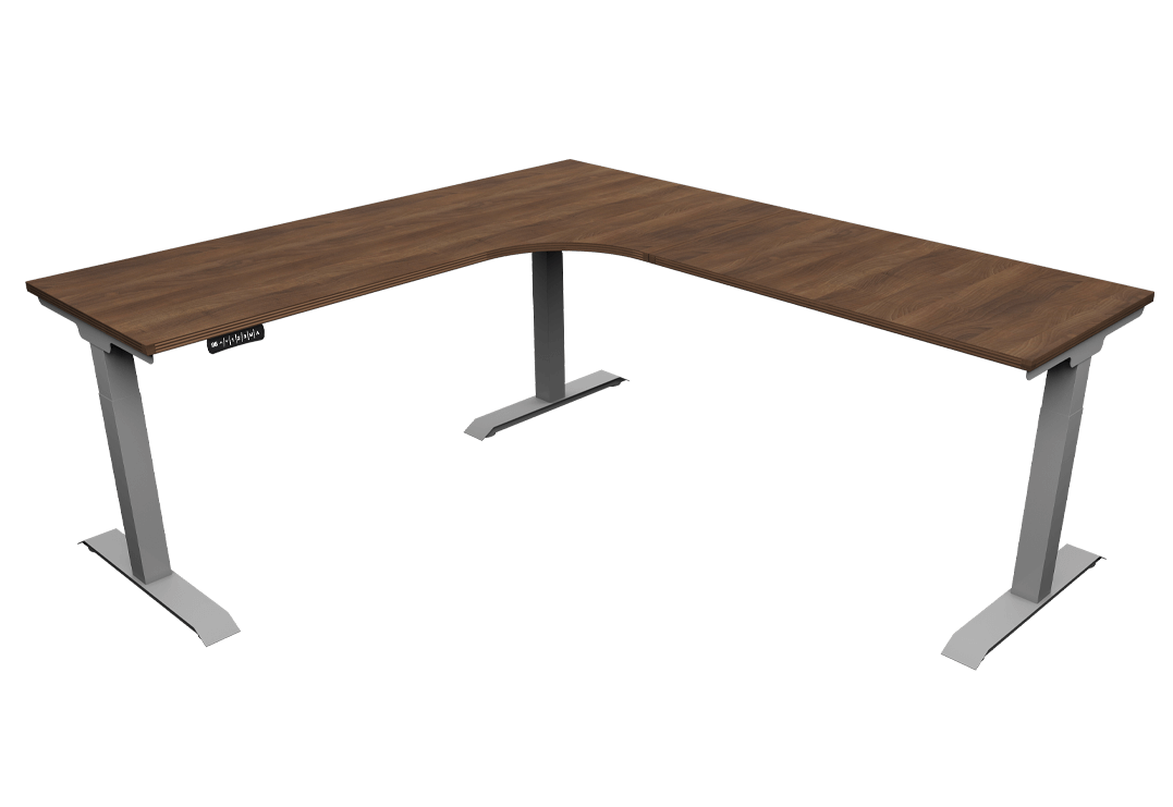 iRize Height Adjustable Desk Walnut Top Silver Base