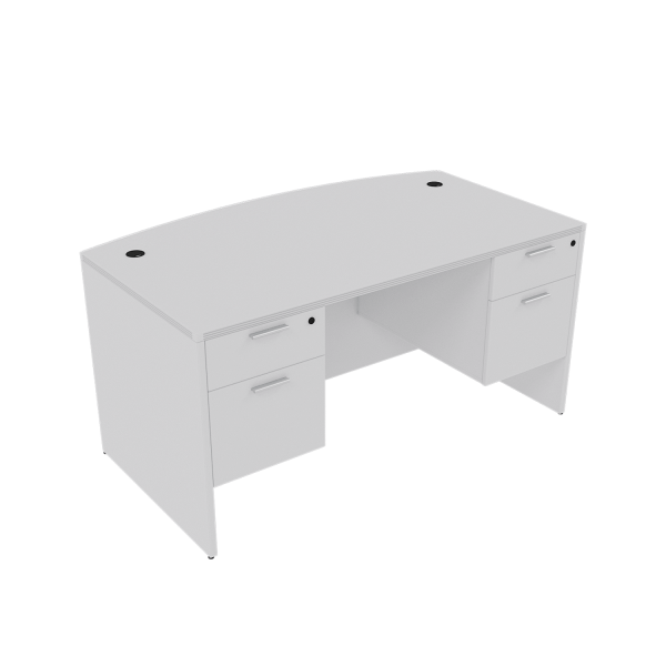 Kai Bow Front Desk with Double Suspended Pedestals, 36" x 71"
