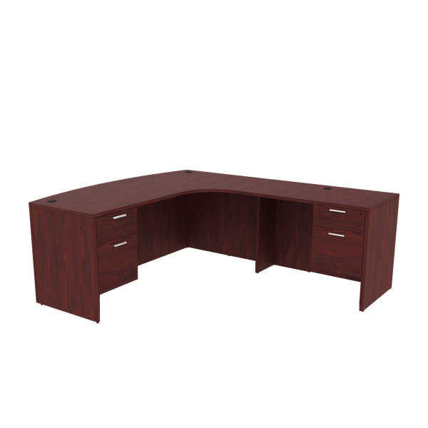 Kai L Shaped Right-Handed Extended Bow Front Desk with Double Suspended Pedestals, 71" x 90"