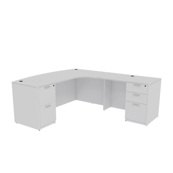 Kai L Shaped Right-Handed Extended Bow Front Desk with Double Full Pedestals, 71" x 84" - Image 3
