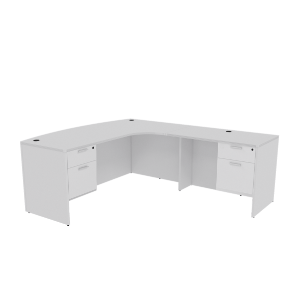 Kai L Shaped Right-Handed Extended Bow Front Desk with Double Suspended Pedestals, 71" x 90" - Image 4