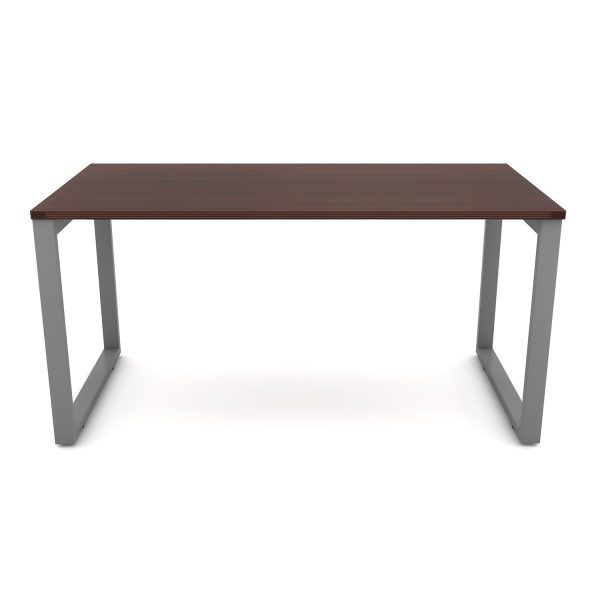 i5 Industries Metal Leg Desk Mahogany and Silver