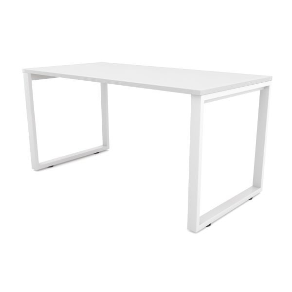 i5 Industries Metal Leg Desk Matte White and White