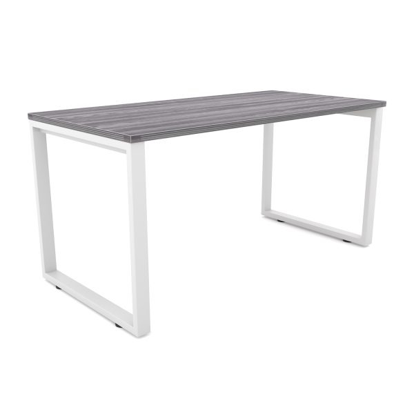 i5 Industries Metal Leg Desk Samoa Gray and White