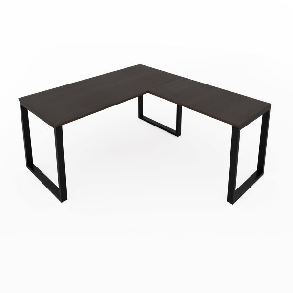 i5 Industries L-Shaped Metal Leg Desk Espresso and Black