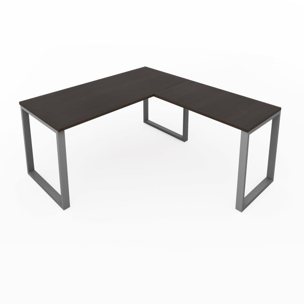 i5 Industries L-Shaped Metal Leg Desk Espresso and Silver