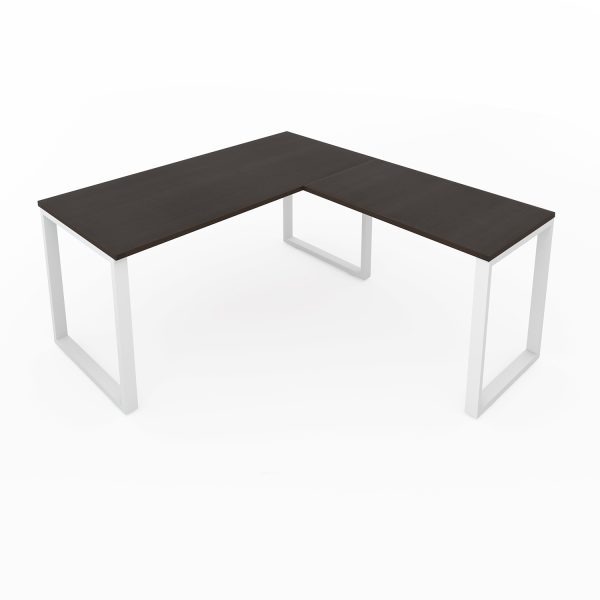 i5 Industries L-Shaped Metal Leg Desk Espresso and White