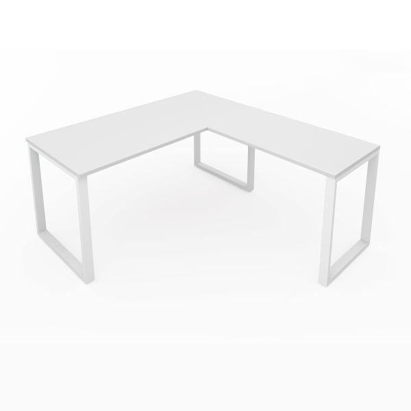 i5 Industries L-Shaped Metal Leg Desk Matte White and White
