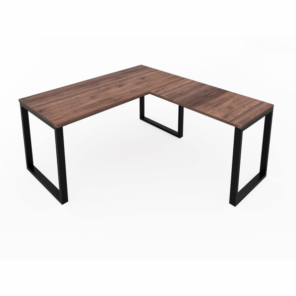 i5 Industries L-Shaped Metal Leg Desk Walnut and Black