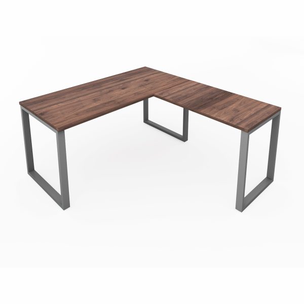 i5 Industries L-Shaped Metal Leg Desk Walnut and Silver