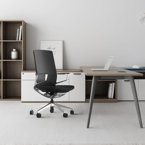 Gravity Conference Chair Black Leather Office Scene 3