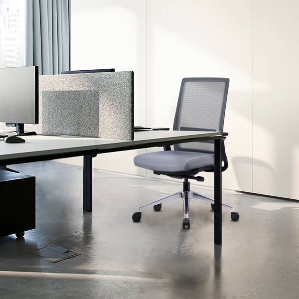 Gravity Task Chair Black Mesh Gray Seat Office Scene Portrait