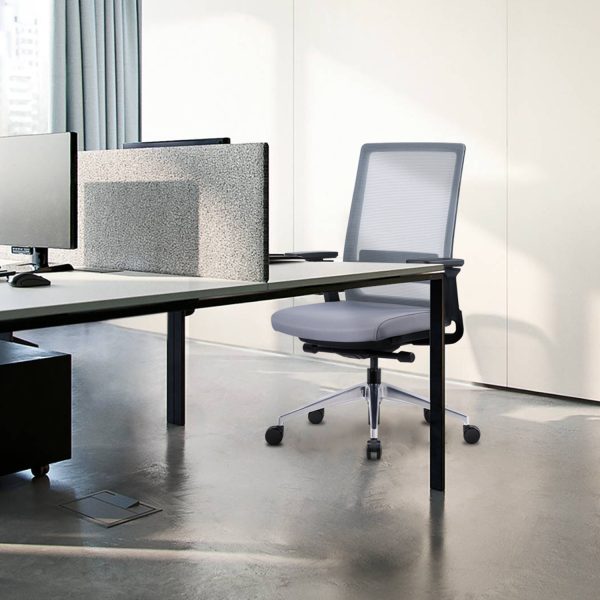 Gravity Task Chair Gray Mesh Gray Seat Office Scene Portrait