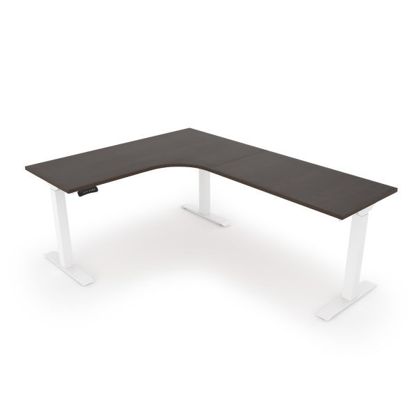 i5 Industries L-Shaped Standing Desk Espresso and White