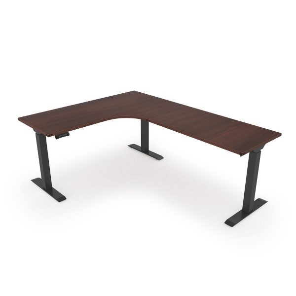 i5 Industries L-Shaped Standing Desk Mahogany and Black