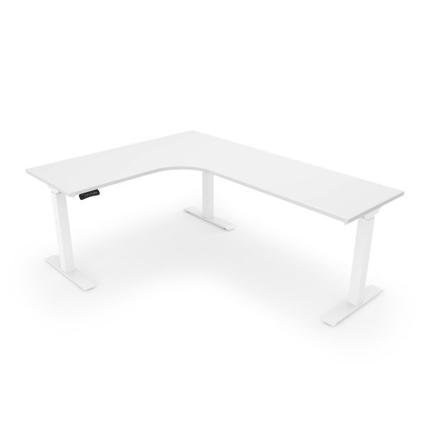 i5 Industries L-Shaped Standing Desk Matte White and White