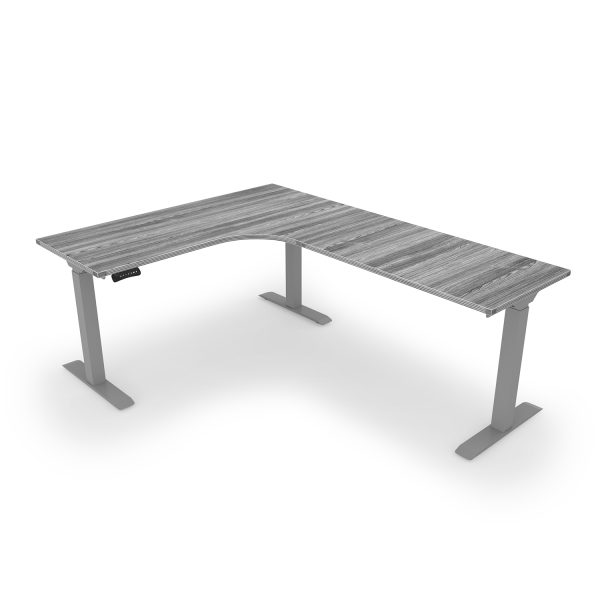 i5 Industries L-Shaped Standing Desk Samoa Gray and Silver