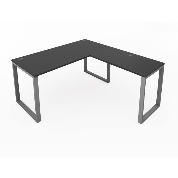 Fusion L-Shaped Metal Leg Desk with Grommets, 72" x 72" - Image 5